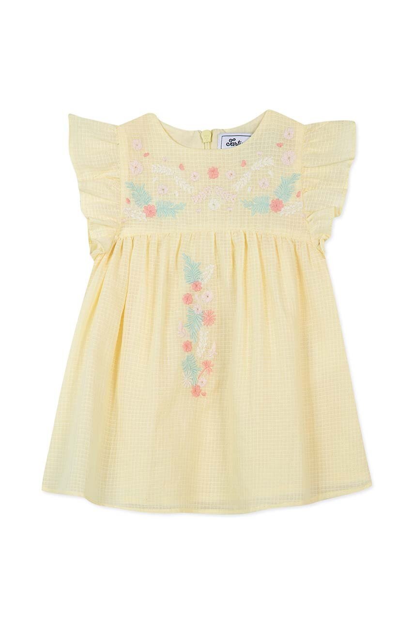 Детское хлопковое платье Tartine et Chocolat цвет жёлтый mini расклешённая