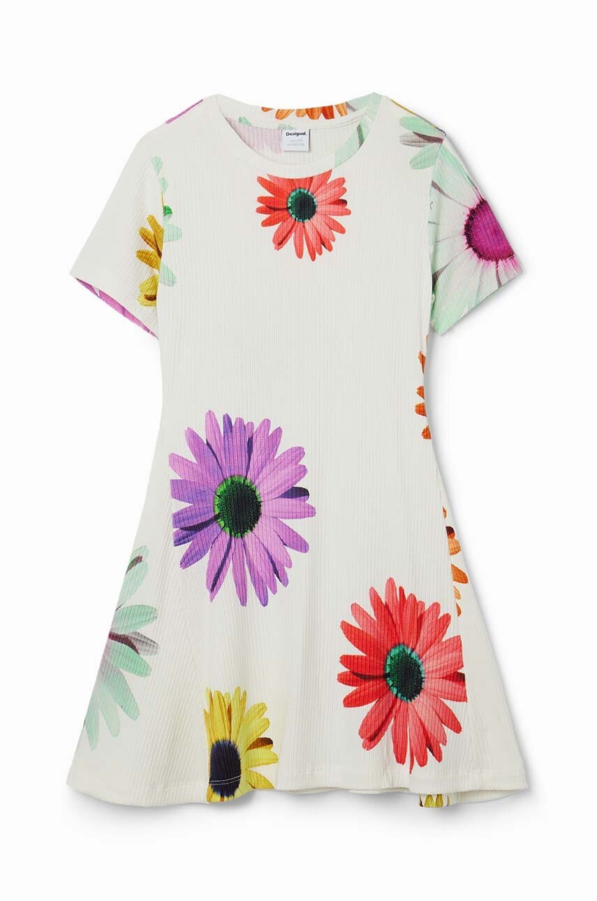 Детское платье Desigual цвет белый mini расклешённая