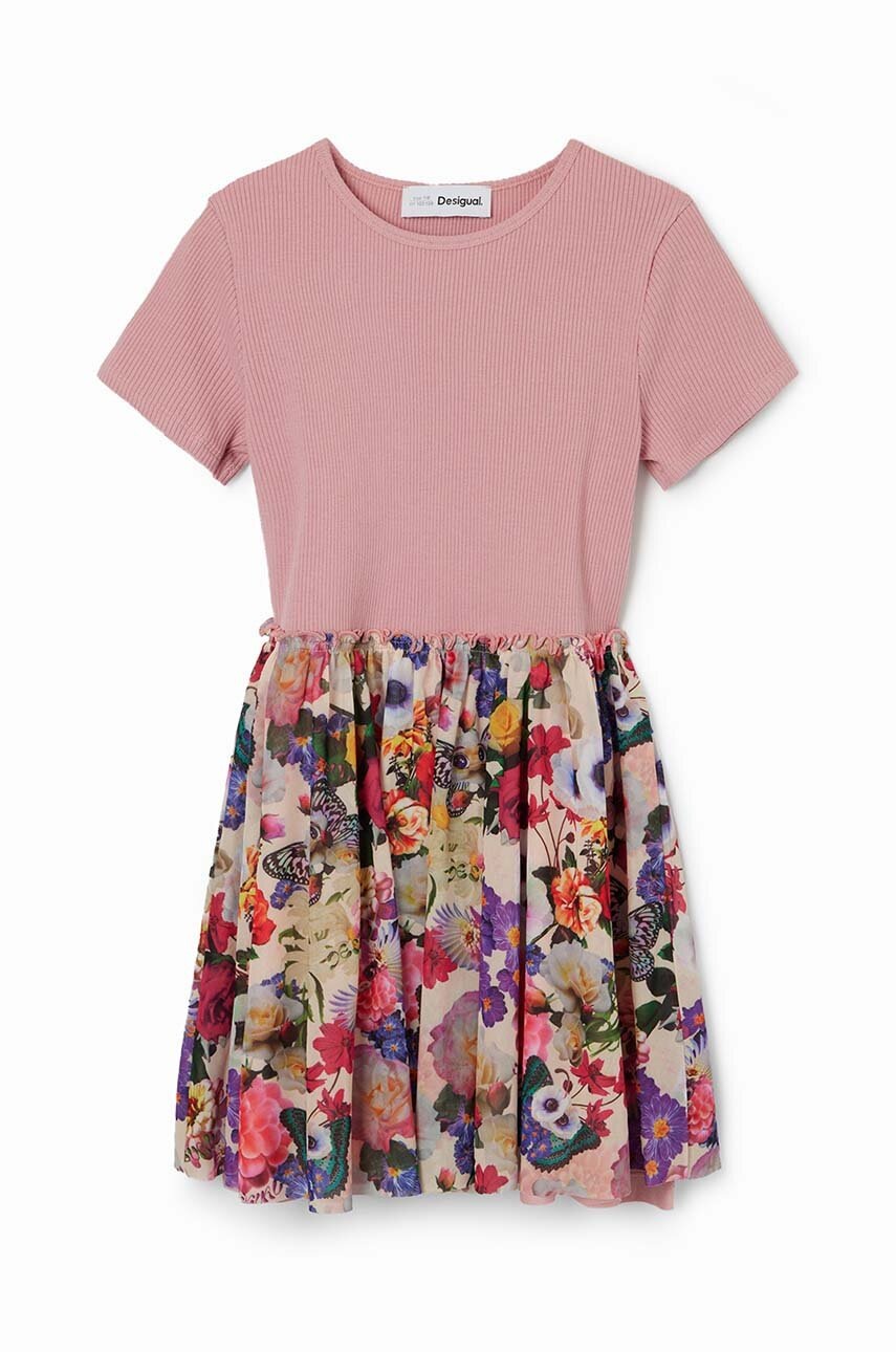 Дитяча сукня Desigual колір рожевий mini розкльошена
