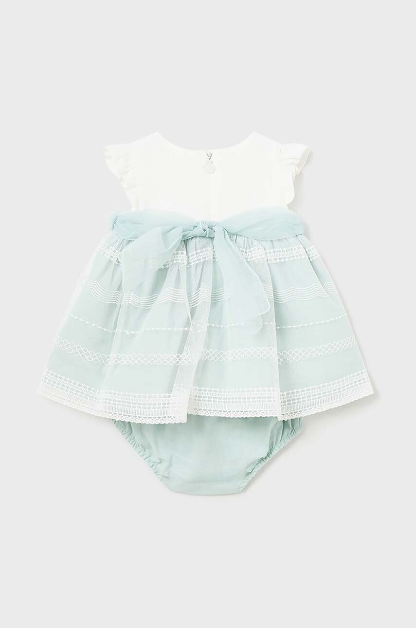 Детское платье с примесью льна Mayoral Newborn цвет бирюзовый mini расклешённая в Виннице Детское платье с примесью льна Mayoral Newborn цвет бирюзовый mini расклешённая в Виннице