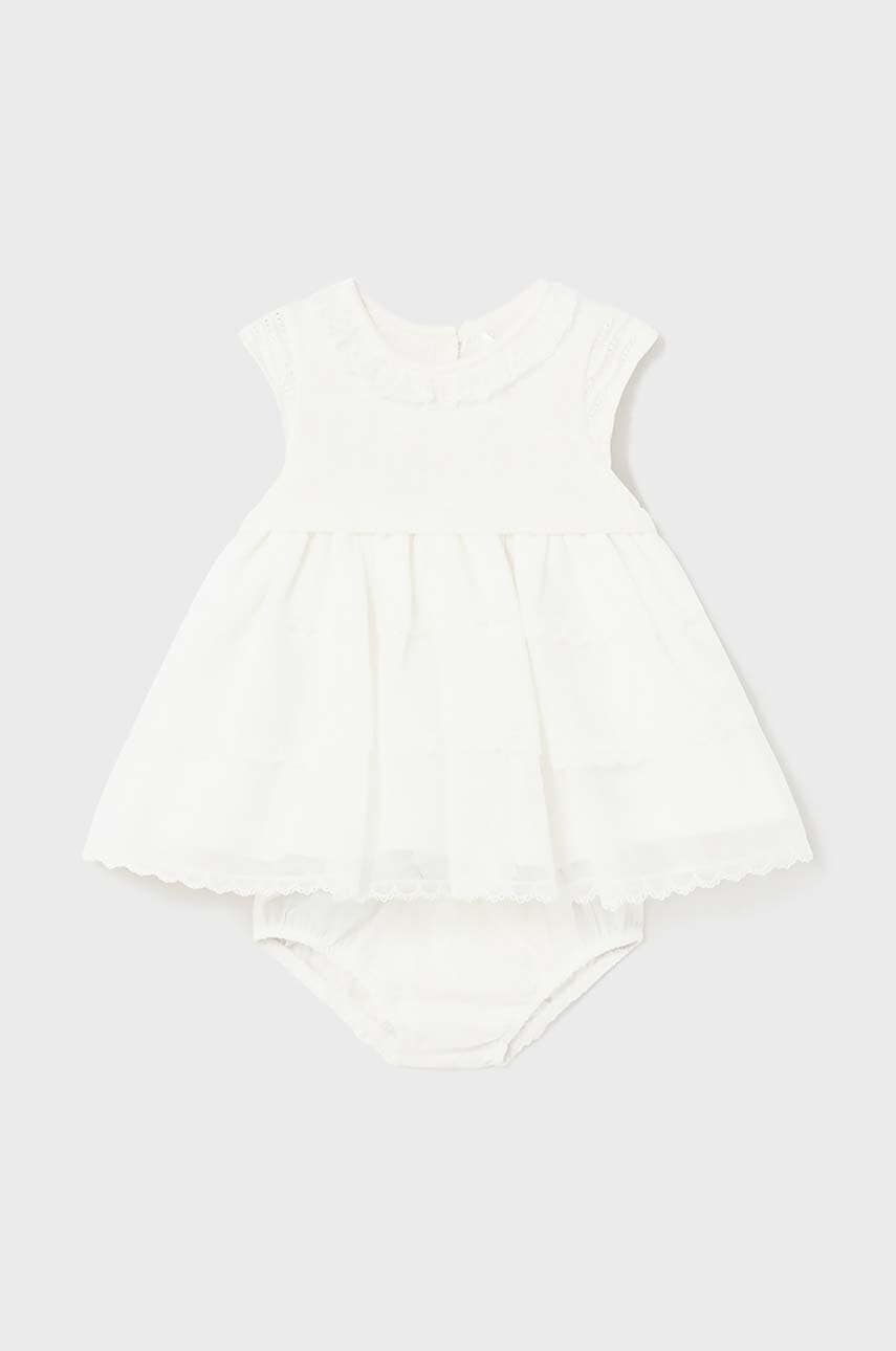 Mayoral Newborn rochie bebe culoarea bej, mini, evazată