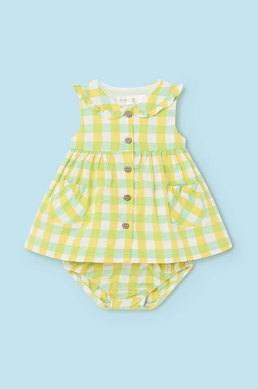 Mayoral Newborn rochie din bumbac pentru bebeluși culoarea galben, mini, evazati