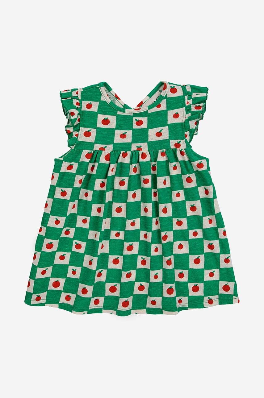 Bobo Choses rochie din bumbac pentru copii culoarea verde, mini, evazati Bobo Choses rochie din bumbac pentru copii culoarea verde, mini, evazati