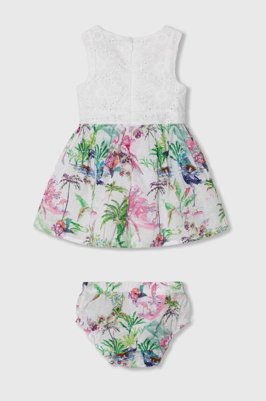 Детское хлопковое платье Guess цвет белый mini расклешённая