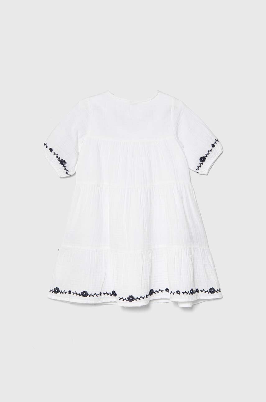 Хлопковое детское платье Guess цвет белый midi расклешённая