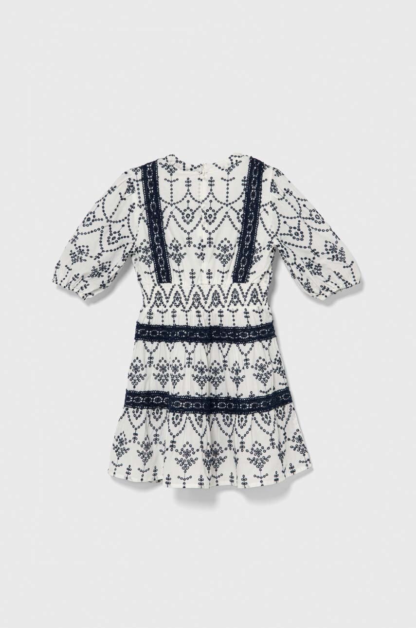 Хлопковое детское платье Guess цвет белый mini расклешённая Хлопковое детское платье Guess цвет белый mini расклешённая