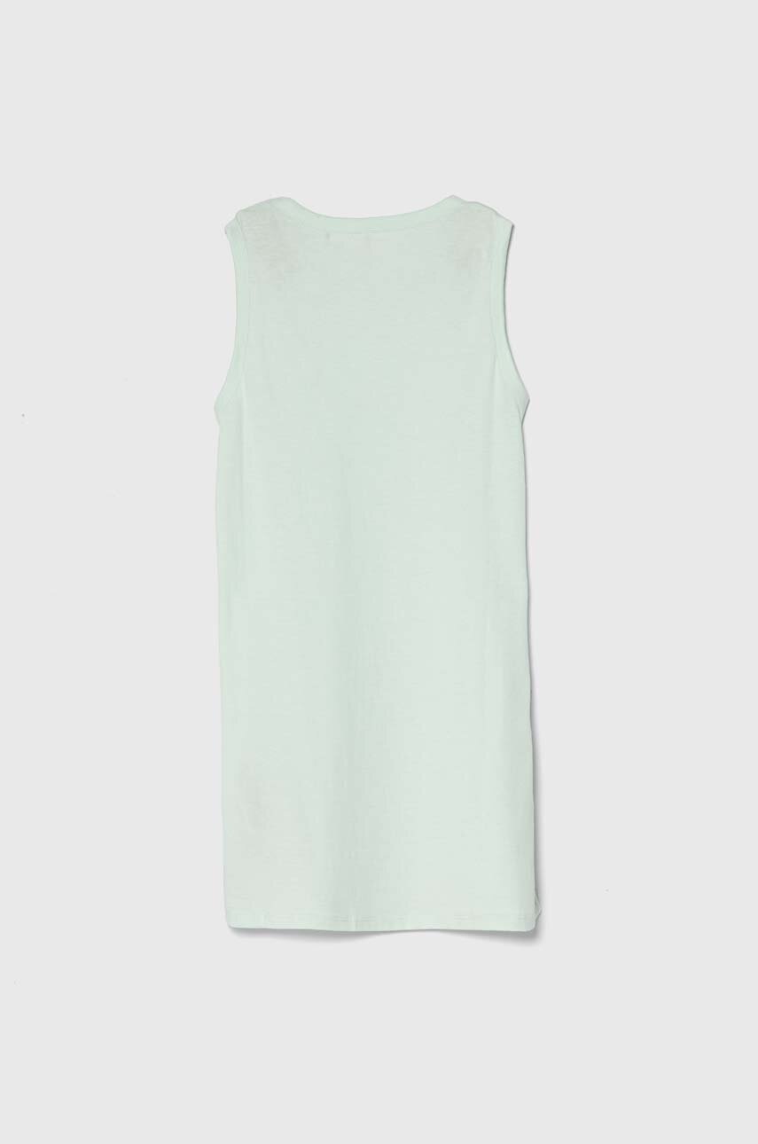 Хлопковое детское платье Guess цвет бирюзовый mini прямая Хлопковое детское платье Guess цвет бирюзовый mini прямая