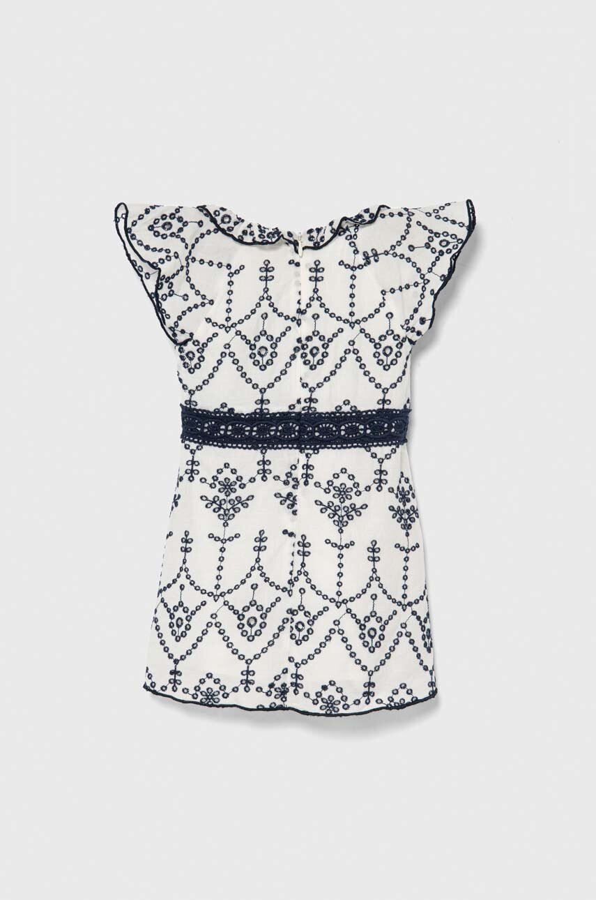 Дитяча бавовняна сукня Guess колір білий mini розкльошена