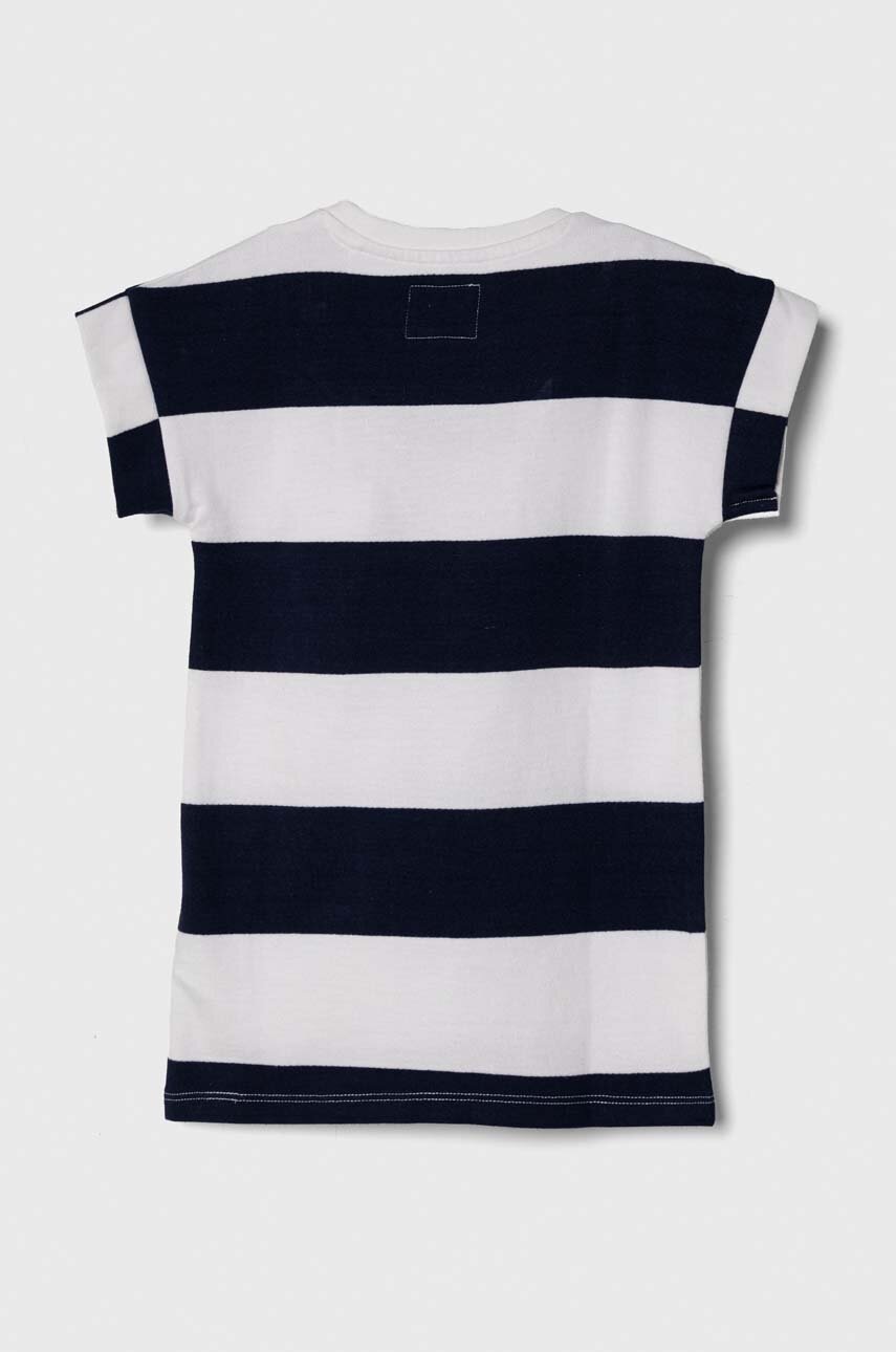 Хлопковое детское платье Guess цвет синий mini прямая Хлопковое детское платье Guess цвет синий mini прямая