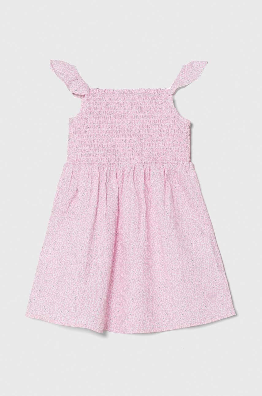 Levně Dívčí šaty Guess růžová barva, mini