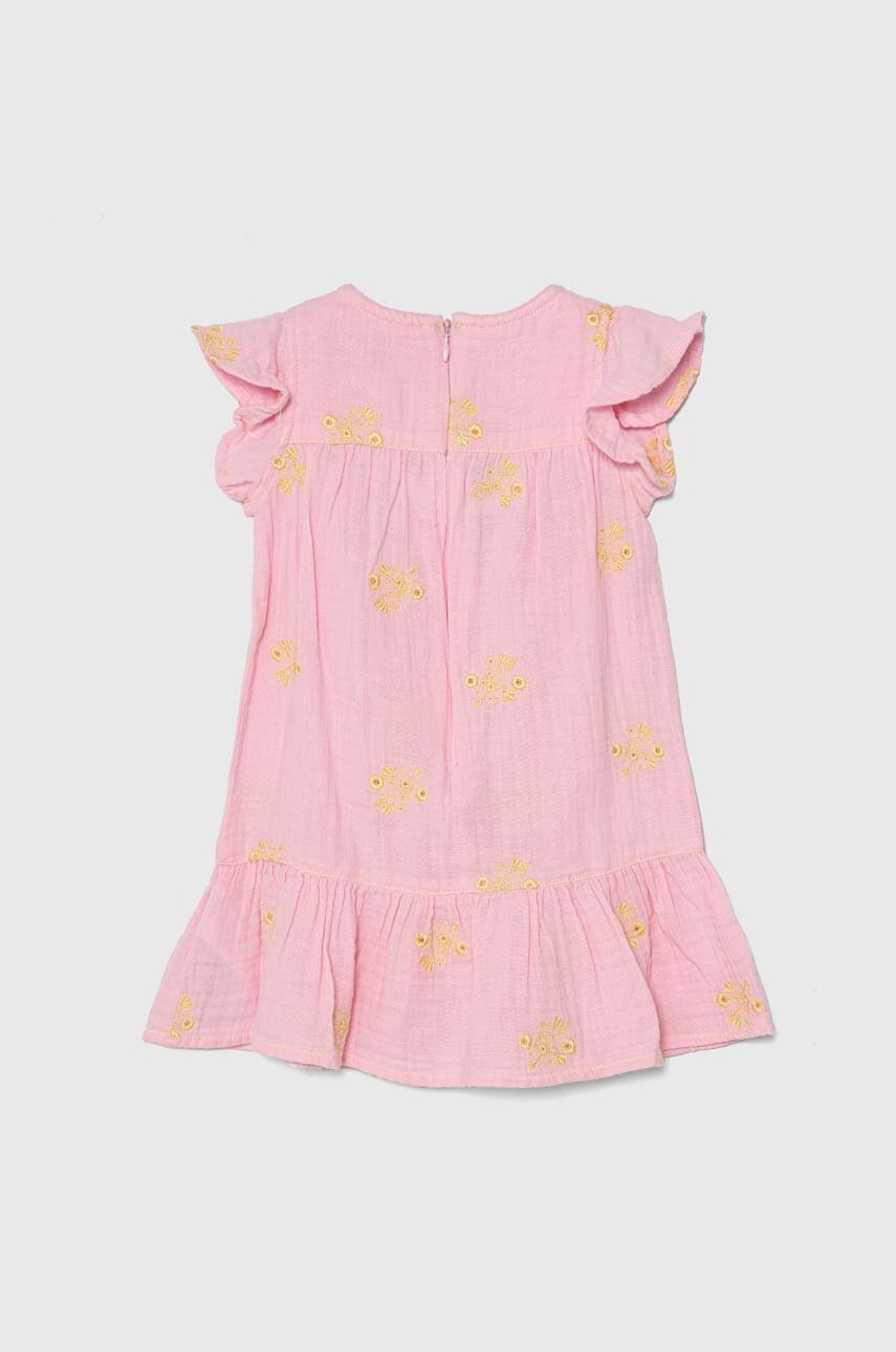 Хлопковое детское платье Guess цвет розовый mini расклешённая