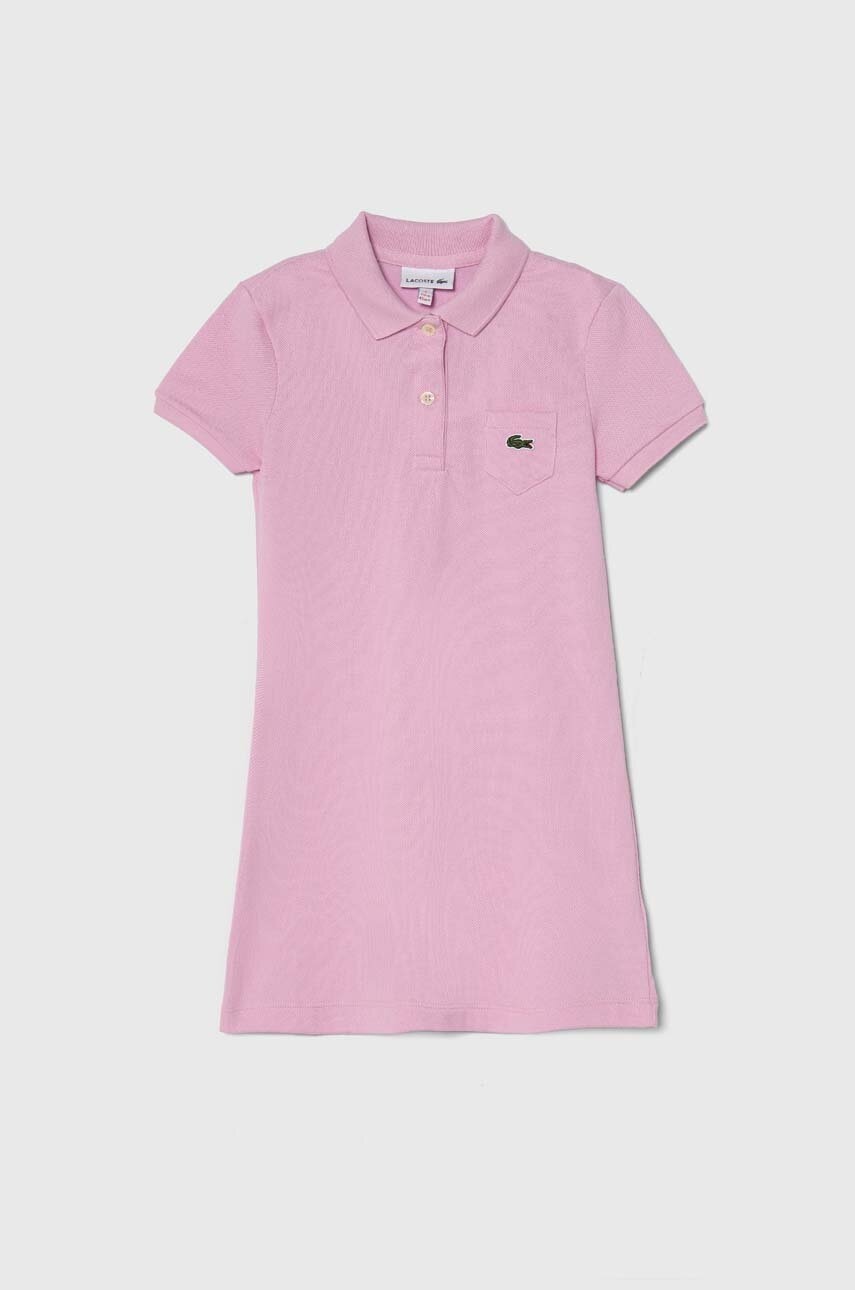 Lacoste rochie din bumbac pentru copii culoarea roz, mini, drept