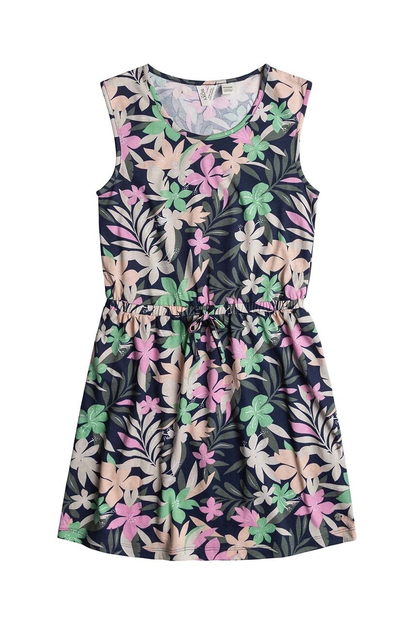 Roxy rochie din bumbac pentru copii SURFS UP RG culoarea bleumarin, mini, evazată