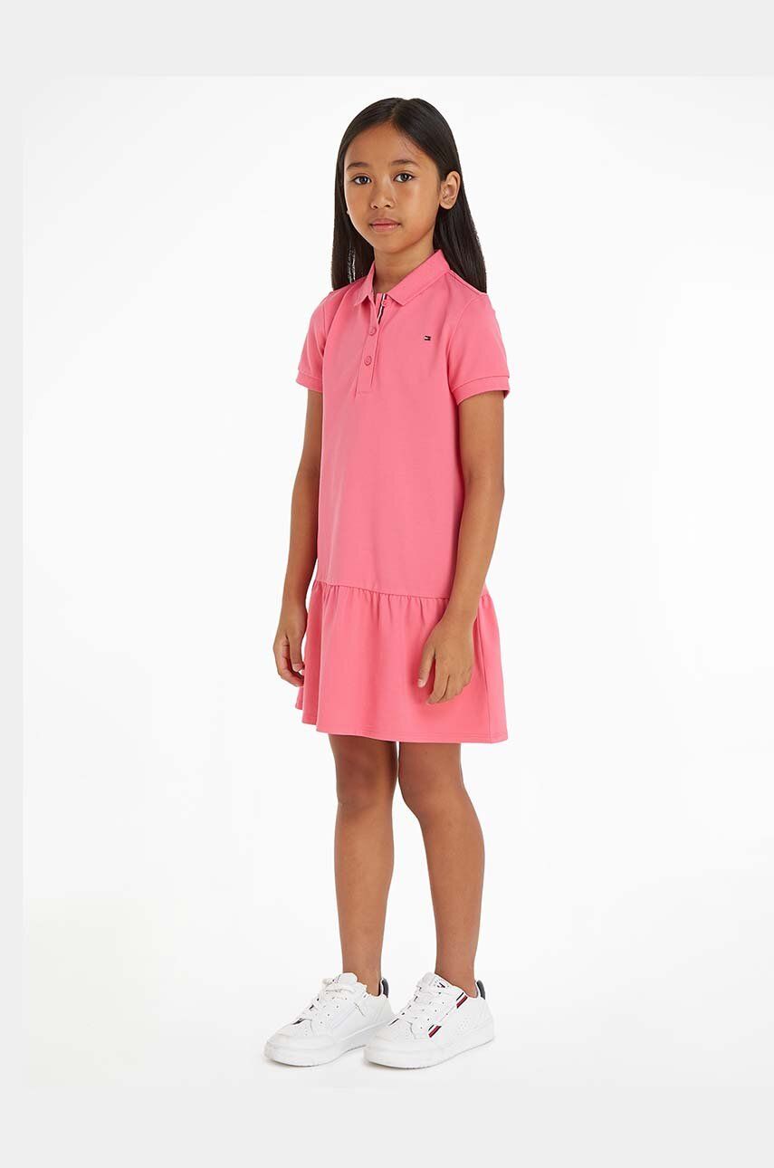 Levně Dívčí šaty Tommy Hilfiger růžová barva, mini