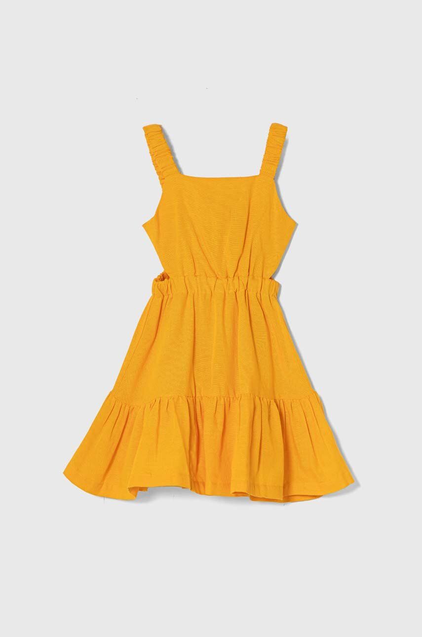 zippy rochie din amestec de in culoarea portocaliu, mini, evazati