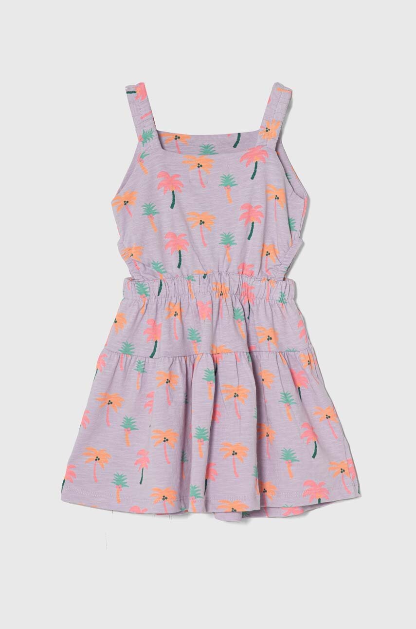 Хлопковое детское платье zippy цвет фиолетовый mini расклешённая
