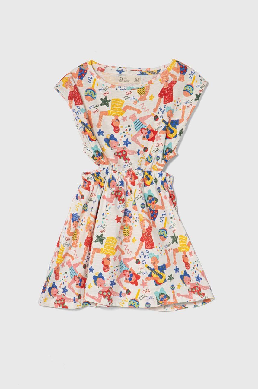 E-shop Dětské bavlněné šaty zippy bílá barva, mini