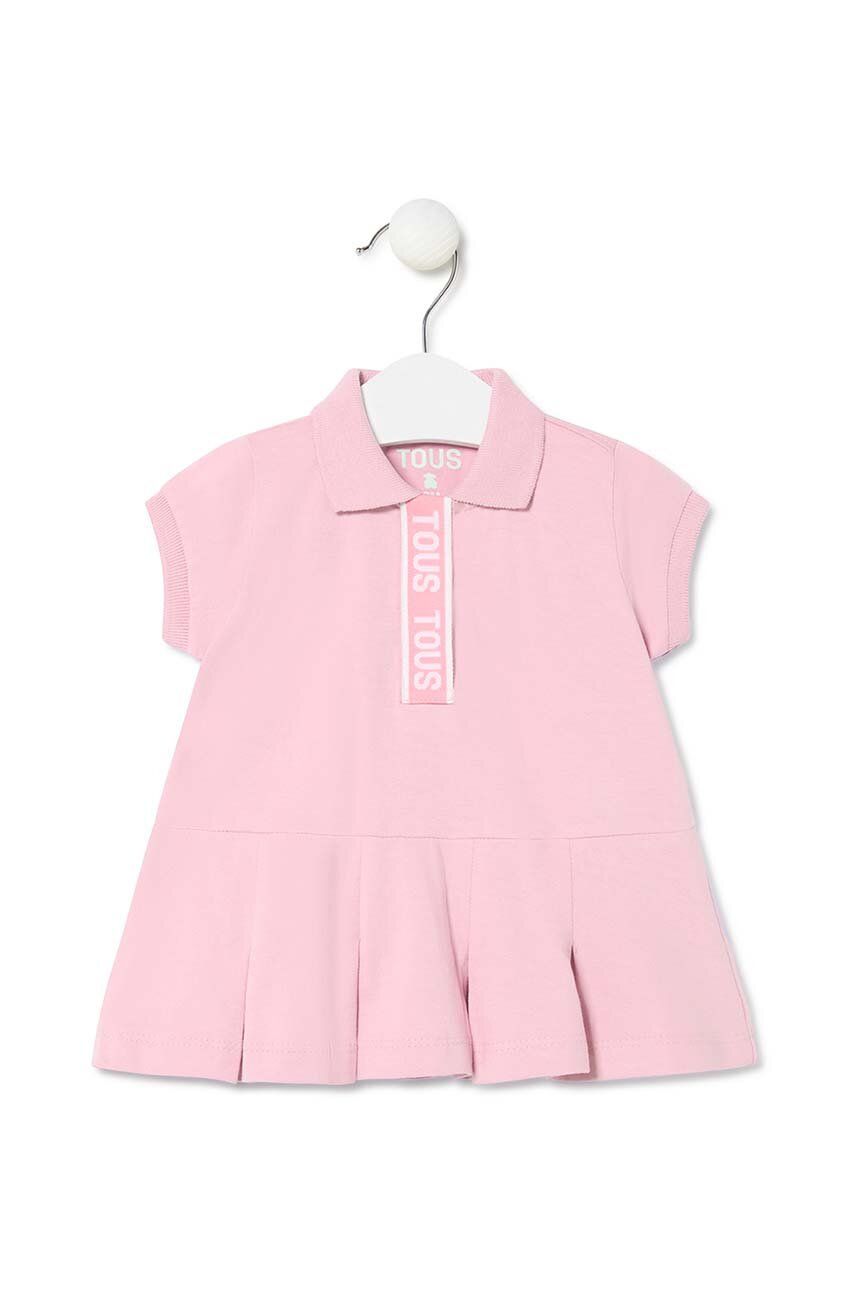 Tous rochie din bumbac pentru copii culoarea roz, mini, evazati