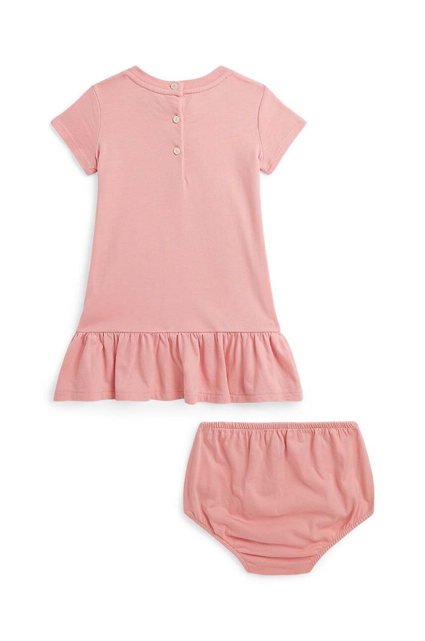 Детское хлопковое платье Polo Ralph Lauren цвет розовый mini расклешённое 310941153001 Детское хлопковое платье Polo Ralph Lauren цвет розовый mini расклешённое 310941153001