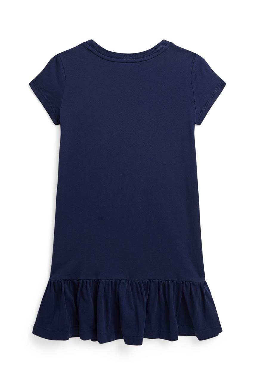 Дитяча бавовняна сукня Polo Ralph Lauren колір синій midi розкльошена 312953280001