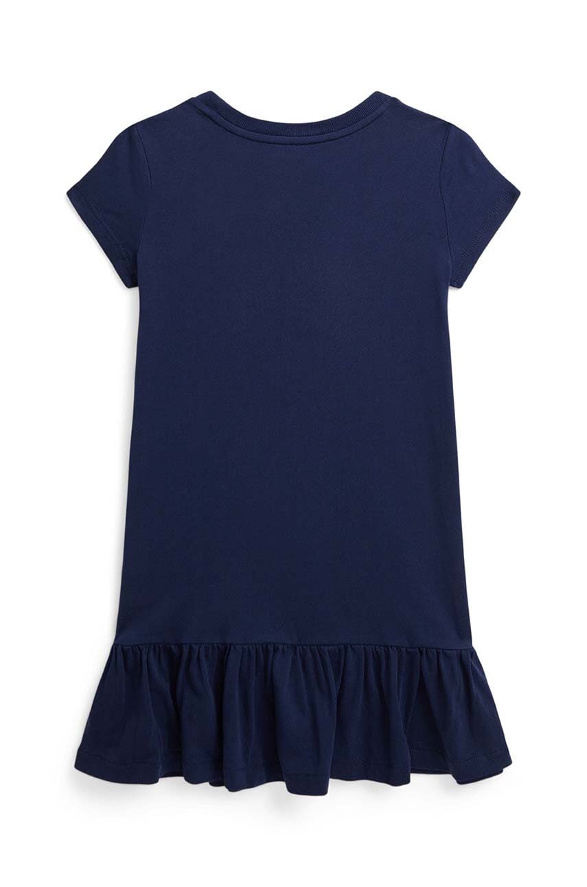 Хлопковое детское платье Polo Ralph Lauren цвет синий midi расклешённое 312953280001 Хлопковое детское платье Polo Ralph Lauren цвет синий midi расклешённое 312953280001