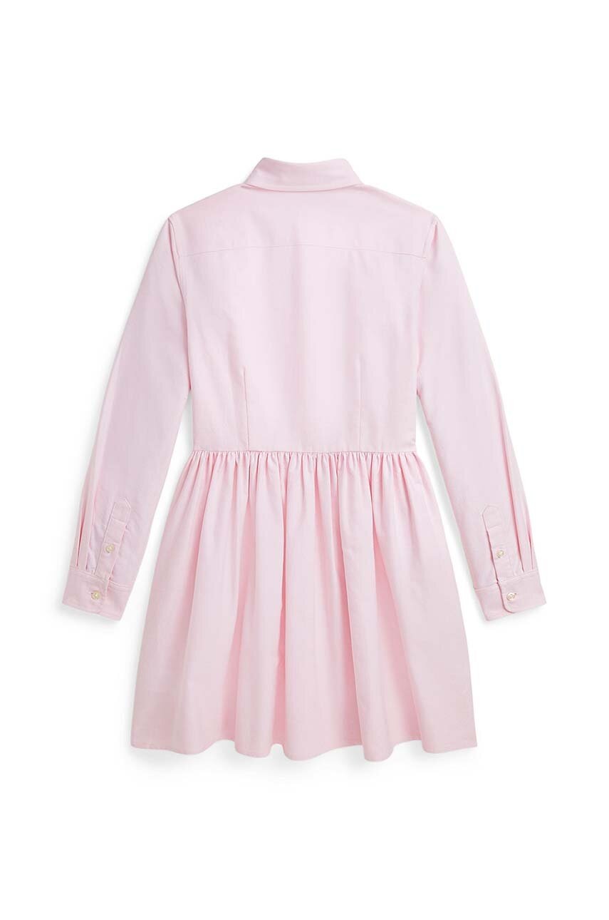Хлопковое детское платье Polo Ralph Lauren цвет розовый mini расклешённое 313934179001