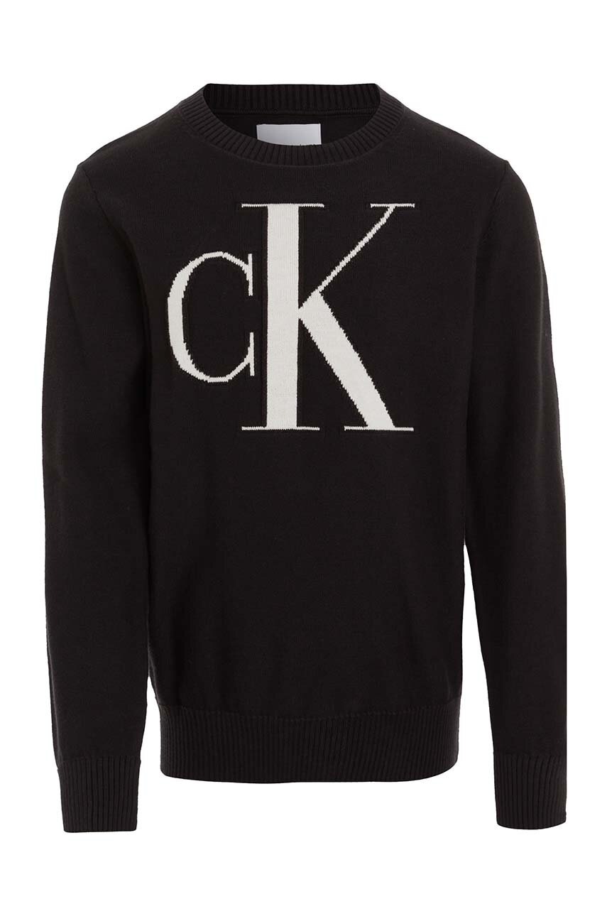 Детский хлопковый свитер Calvin Klein Jeans цвет чёрный лёгкий