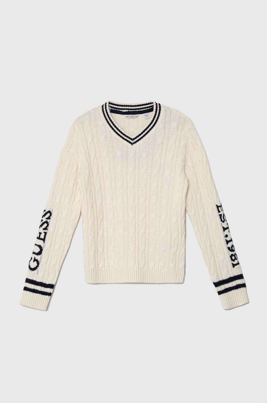 

Детски пуловер Guess в бежово от лека материя, Бежов