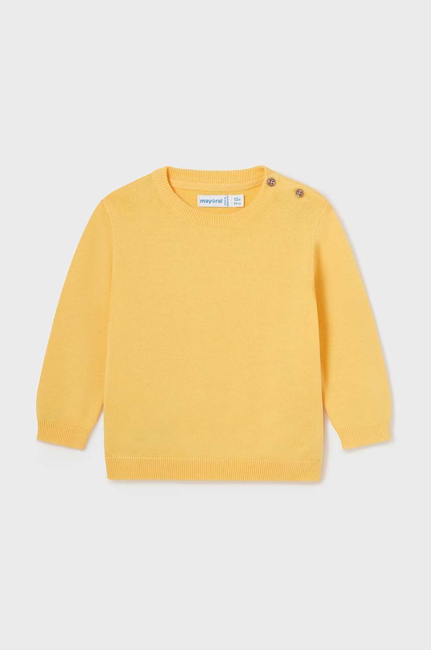 Mayoral pulover din bumbac pentru bebeluși culoarea galben, light