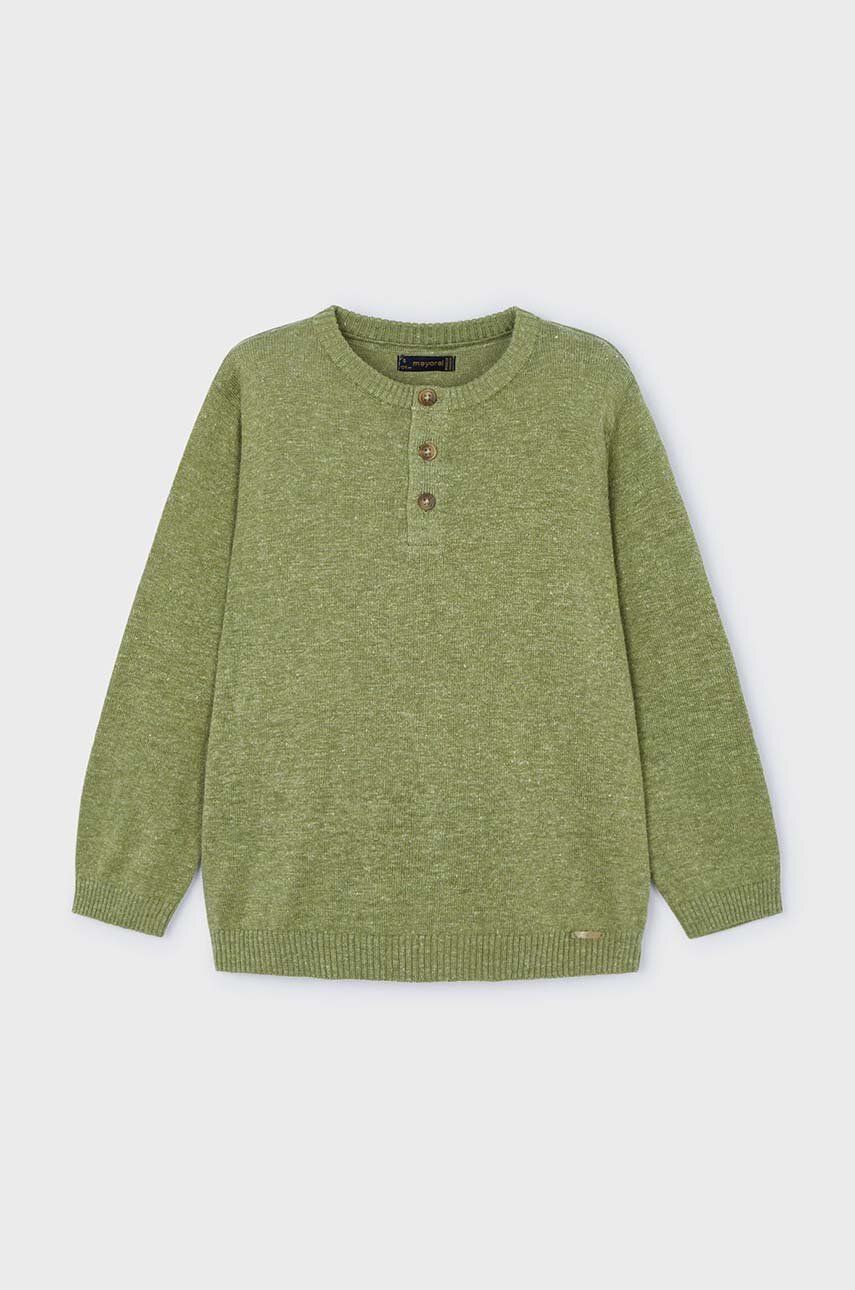 Mayoral pulover cu amestec de in pentru copii culoarea verde, light
