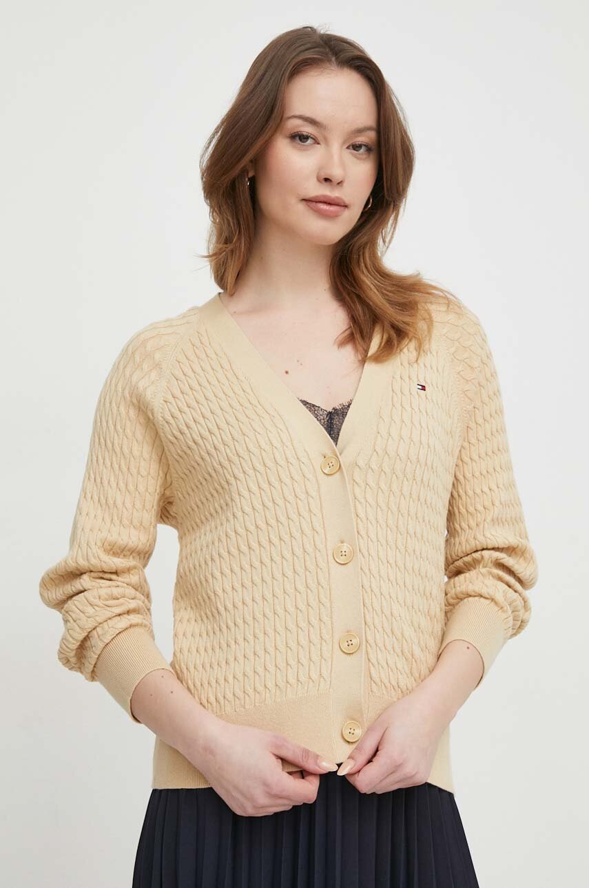 

Памучна жилетка Tommy Hilfiger в бежово от лека материя WW0WW40673, Бежов