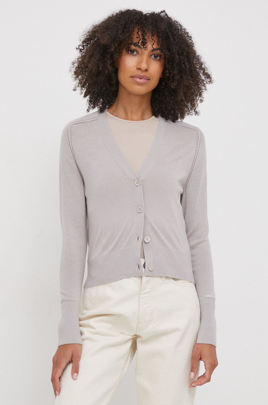 Levně Vlněný svetr Calvin Klein šedá barva, lehký, K20K206791