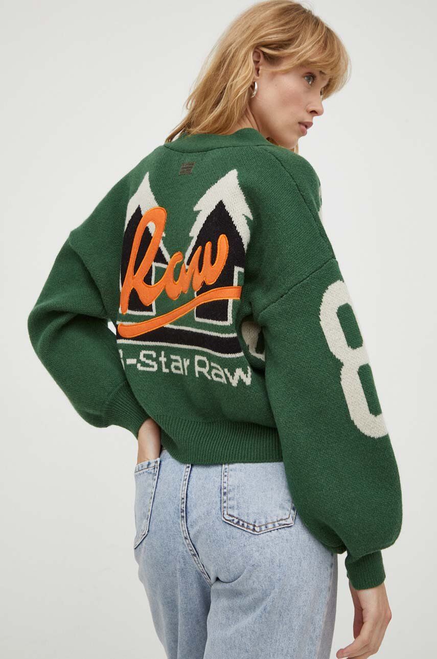 G-Star Raw cardigan din lana culoarea verde, călduros