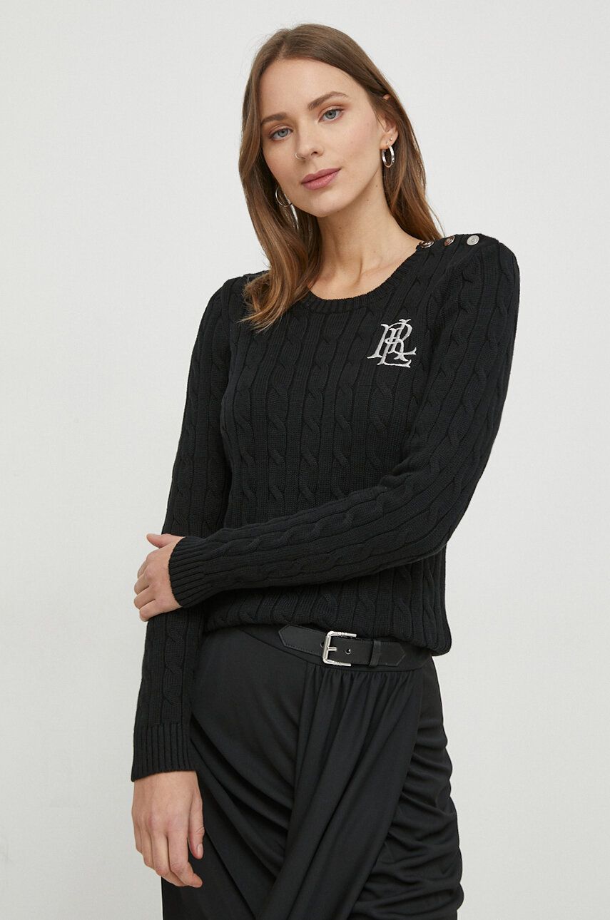 Bavlněný svetr Lauren Ralph Lauren černá barva, 200932223