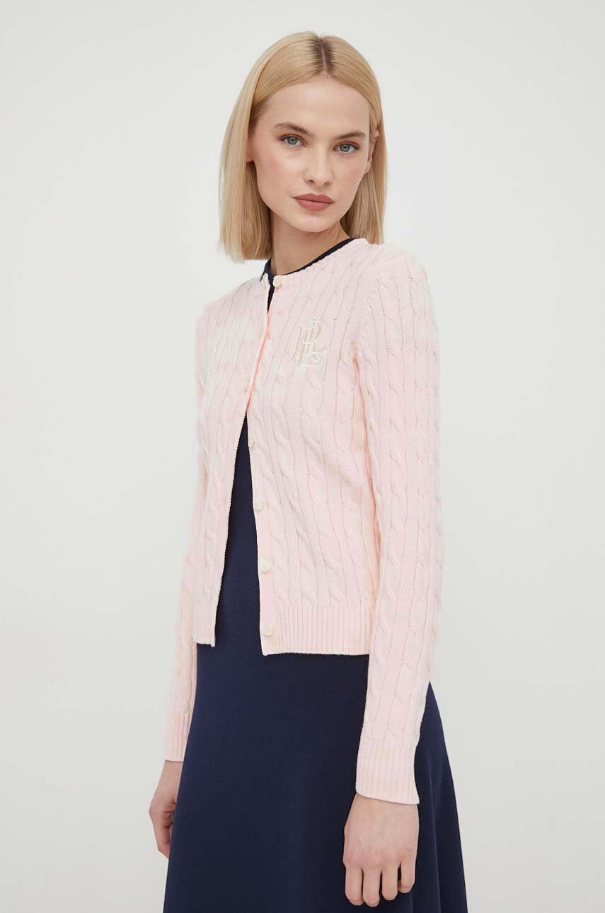 E-shop Bavlněný svetr Lauren Ralph Lauren růžová barva