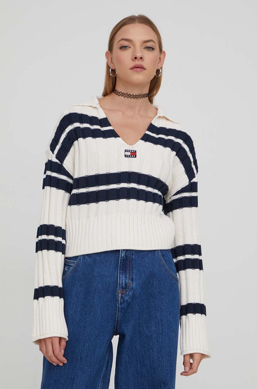 Tommy Jeans pulover femei, culoarea bej