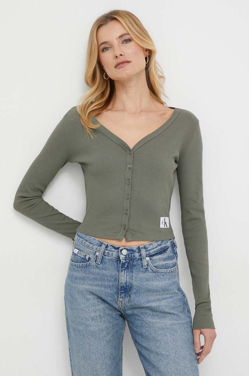 

Блуза с дълги ръкави Calvin Klein Jeans в зелено J20J222570, Зелен