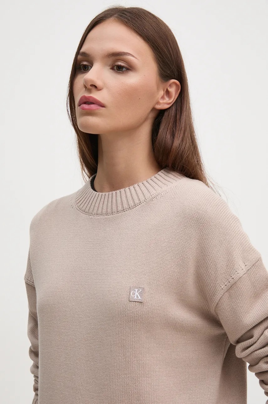 

Памучен пуловер Calvin Klein Jeans в бежово J20J222987, Бежов