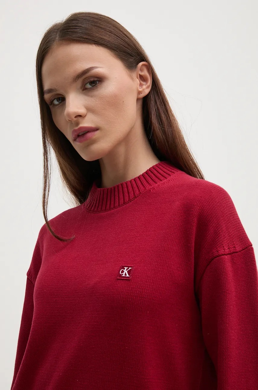 

Памучен пуловер Calvin Klein Jeans в бордо J20J222987