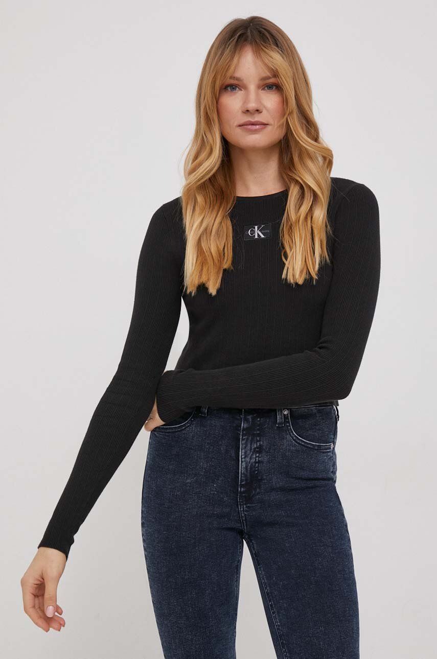 Levně Svetr Calvin Klein Jeans dámský, černá barva, lehký, J20J223233