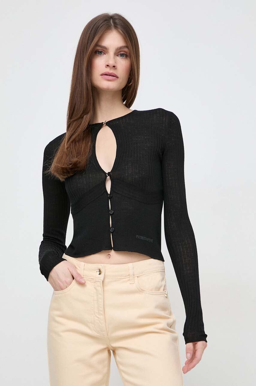 Levně Vlněný svetr Patrizia Pepe černá barva, lehký, 8K0189 K034