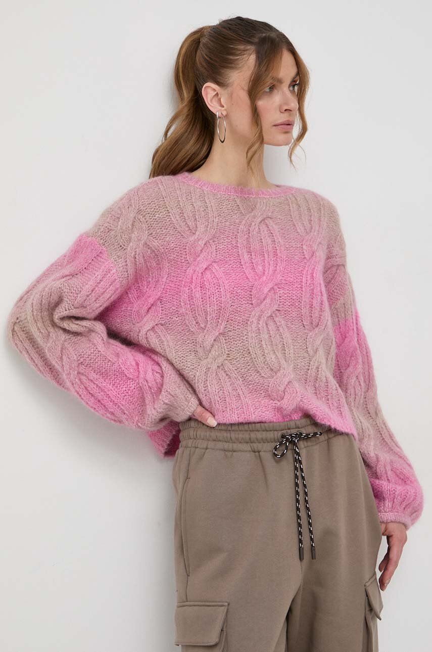 E-shop Vlněný svetr Miss Sixty dámský, růžová barva, hřejivý
