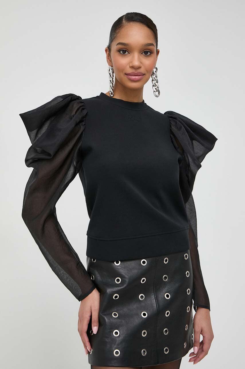Karl Lagerfeld bluza femei, culoarea negru, neted