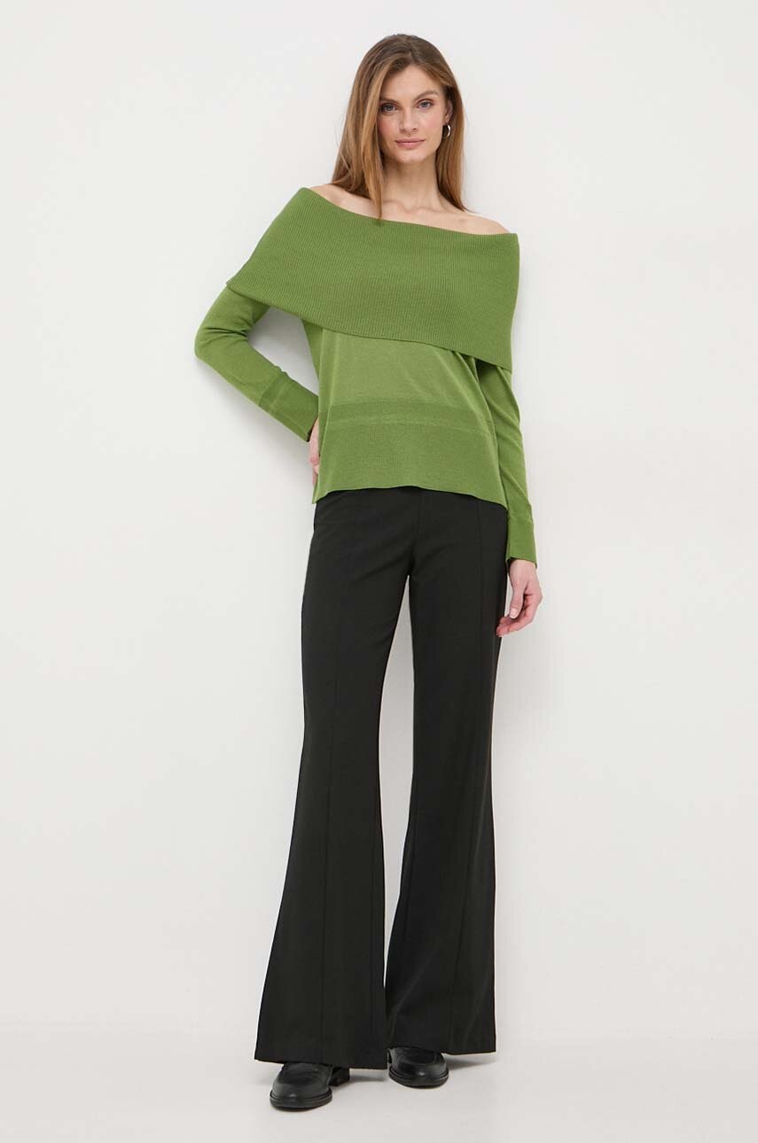 Max Mara Leisure pulover de lana femei, culoarea verde, light