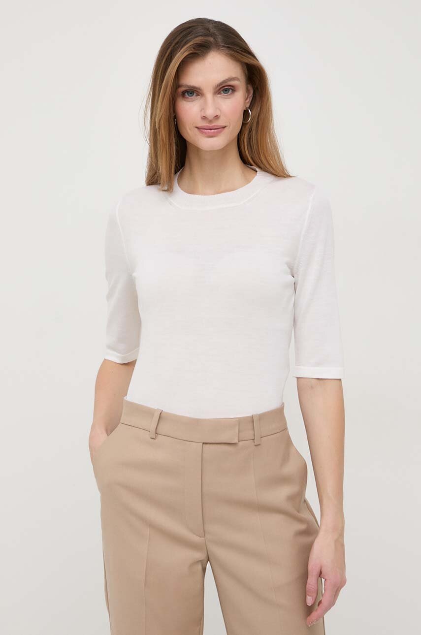 T-shirt και μάλλινη ζακέτα Max Mara Leisure χρώμα: άσπρο φωτογραφία