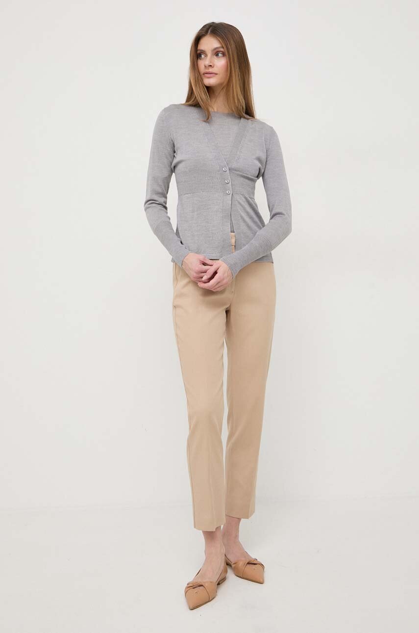 T-shirt και μάλλινη ζακέτα Max Mara Leisure χρώμα: γκρι φωτογραφία