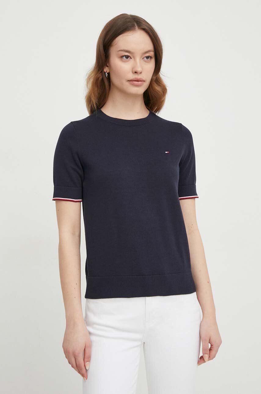 

Памучен пуловер Tommy Hilfiger в тъмносиньо WW0WW38724, Тъмносин