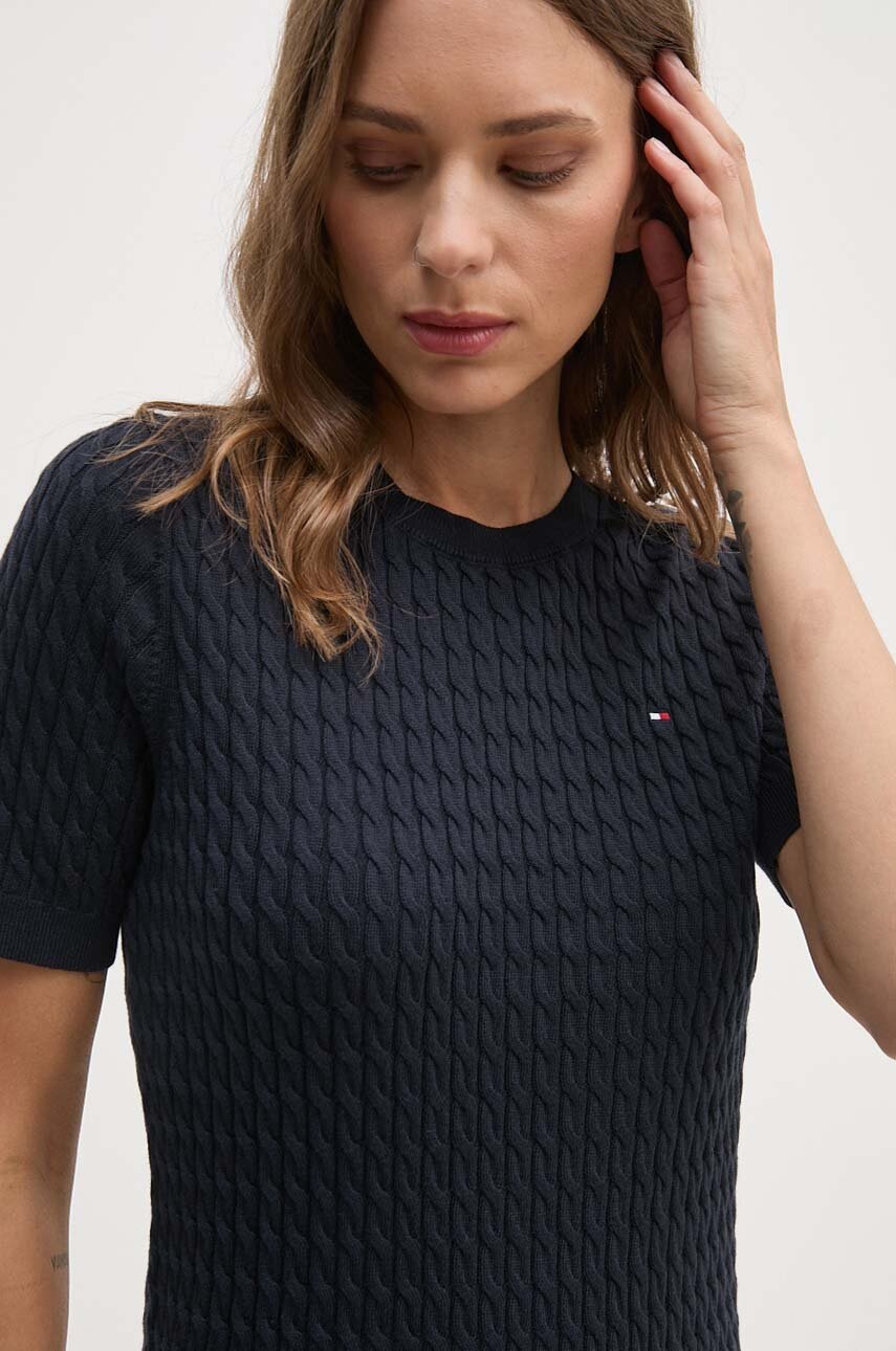 

Памучен пуловер Tommy Hilfiger в тъмносиньо от лека материя, Тъмносин