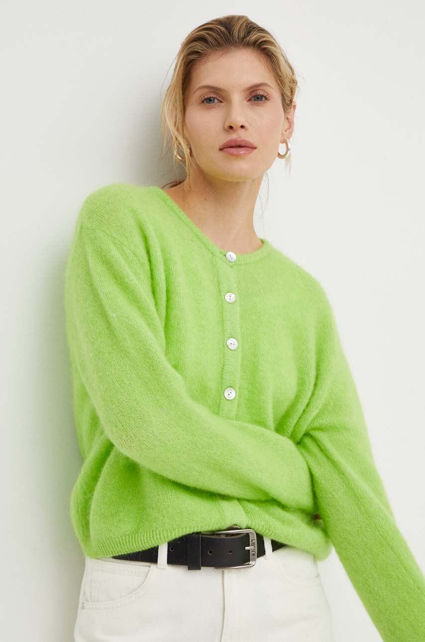 Levně Vlněný svetr American Vintage zelená barva, hřejivý