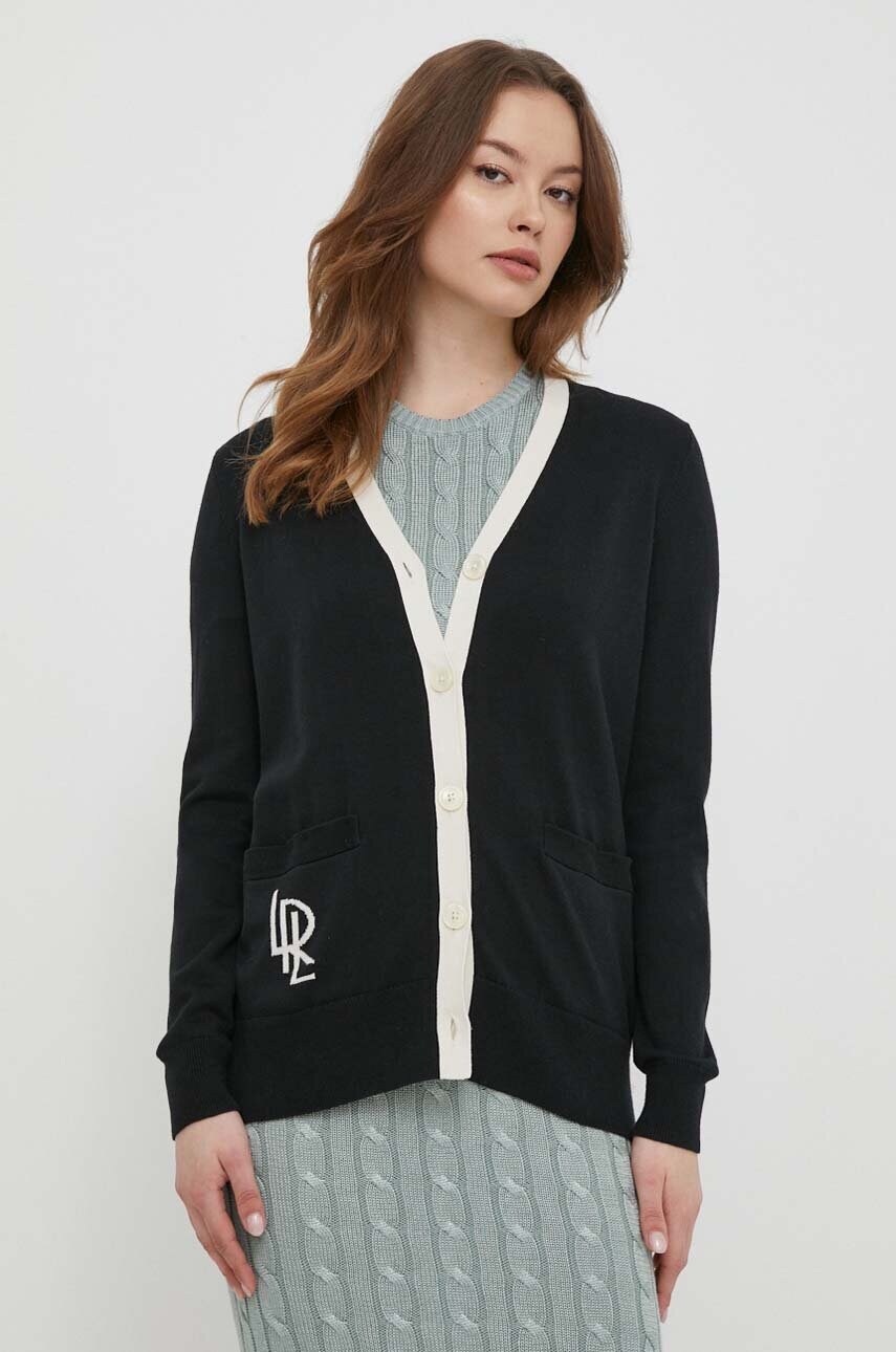 Lauren Ralph Lauren Πλεκτή ζακέτα Lauren Ralph Lauren χρώμα: μαύρο